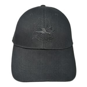 Forever 21 Baseball Cap Black One Size Tonal Rose Embroidery Slideback Hat
